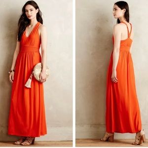 Anthropologie Maeve Yuma Orange Basket Weave Maxi Dress​